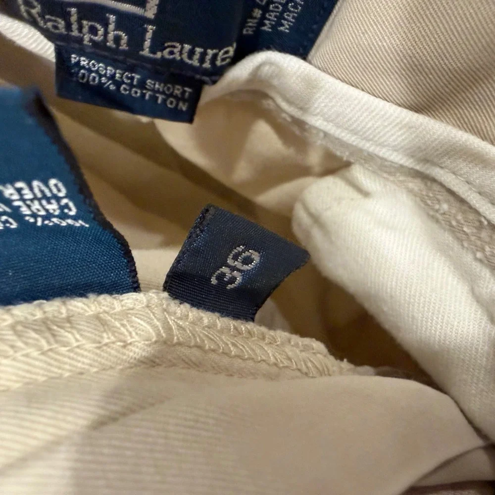 Polo Ralph Lauren Prospect Shorts Mens 36 Khaki Tan Chino Cotton Flat Front‎ 003